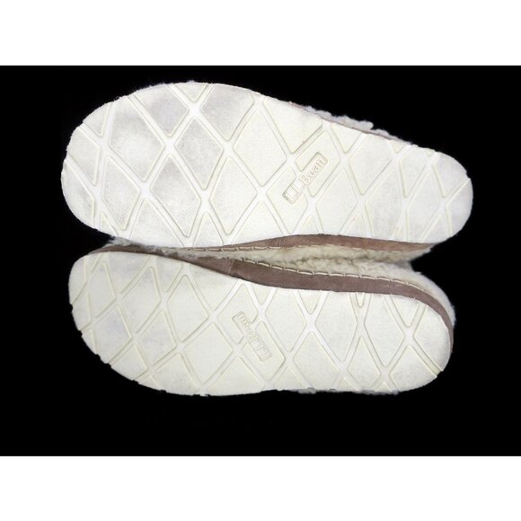 LL Bean Cozy Slipper Booties Pile Fuzzy Fleece Women's Size 8 M Natural Sherpa - Picture 4 of 5